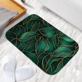 thumbnail image 6 of 1pc Green Leaves with Gold Edges Absorbent Non-Slip Bathroom Thickened Flannel Rug Decor,Soft,Quick Drying,Suitable For Indoor/outdoor Use,Bathrooms,Bedrooms,Kitchens,Terrace,Laundry Rooms,16"x24", 6 of 9