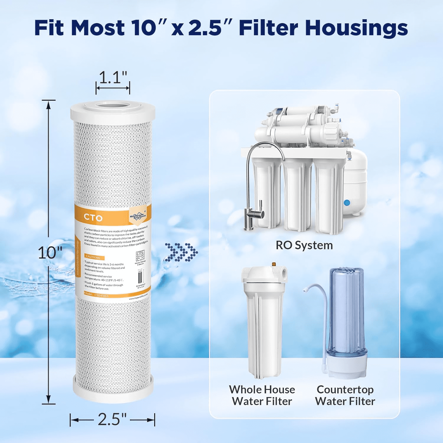 Membrane Solutions 5 Micron 4.5" x 20" Whole House Carbon Block Water Filter Replacement Cartridge, 1 Pack