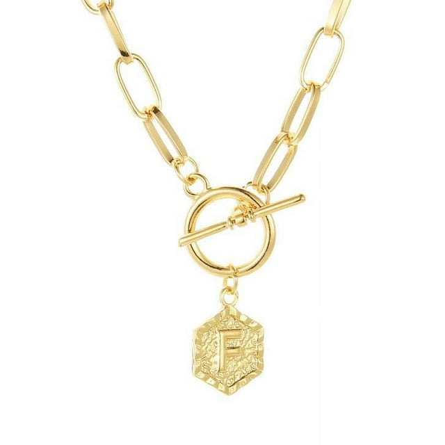 Fiudx Ofertas relampago Collar en colgante 26 letras en inglés en papel y cadena hexagonal