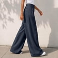 thumbnail image 3 of Ozmmyan 2026 Wide Leg Pants for Womens High Waist Pleated Button Zip Front Business Palazzo Pants with Pockets ﻿, 3 of 5