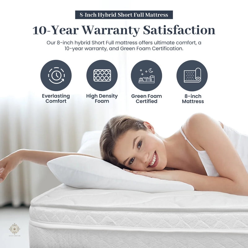Oliver & Smith Full Mattress 12 inch – Medium Firm Hybrid Mattress with Bonnell Springs – High Density Foam Support – Euro Top Mattress in a Box – Full Size Bed for Kids, Teens, Guests