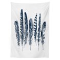 thumbnail image 3 of Ambesonne Feather Tablecloth Rectangular Table Cover, Tribal Sketch Motifs, 60"x90", Dark Blue and White, 3 of 4