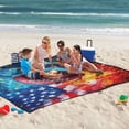 thumbnail image 5 of Extra Large Picnic Beach Blanket Waterproof Sand Proof Portable Outdoor Mat American Flag and Football 60x80, 5 of 9