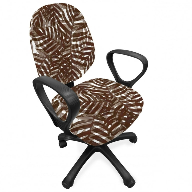 Tropical Office Chair Slipcover Palm Monstera Leaves Woody and