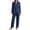 *Navy, variant on VBVC Women's 2 Piece Satin Pajama Set , Long Sleeve Button Down Sleepwear for Women , Ladies' Classic Notch Collar Lounge Set, S-2XL
