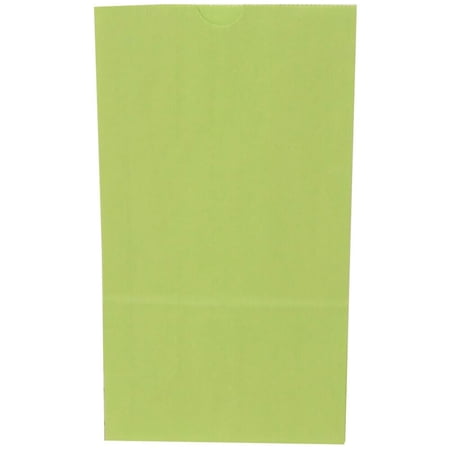 JAM Paper Kraft Lunch Bags, 6x11x3.8, Lime Green, 500/Box, Large