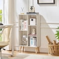 thumbnail image 4 of 5 Cube Bookshelf 3-Tier Bookcase with Legs,Mint Light Grey White Book Shelf Cute Storage Organizer,Free Standing Open Toy Shelves Wood Bookshelves,Display Bookcases for Bedroom,Living Room, 4 of 9