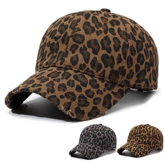 SIMDOO Unisex Vintage Leopard Print Baseball Cap, Distressed Cotton Adjustable Cap for Sun Protection Daily Outdoor Travel