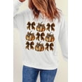 thumbnail image 6 of Women's Beige Leopard Print Bow Knot Pullover Sweatshirt | [ZhiHiMeRi] | (US 20-22)2XL, 6 of 7