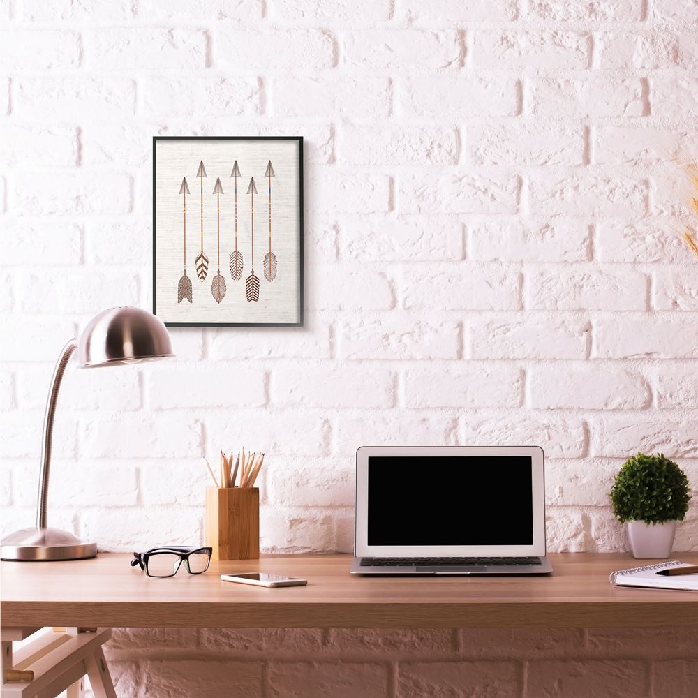 Tribal Arrow Feather Pattern Design Oversized Framed Giclee Texturized Art by Ziwei Li