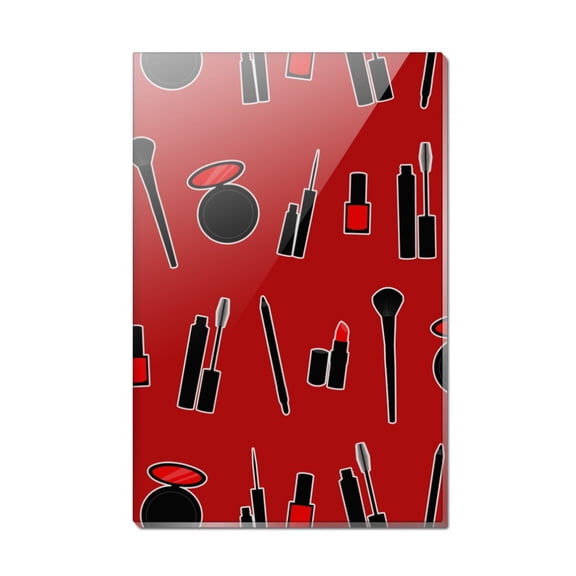 Makeup Lipstick Mascara Eyeliner Pattern Rectangle Acrylic Fridge Refrigerator Magnet