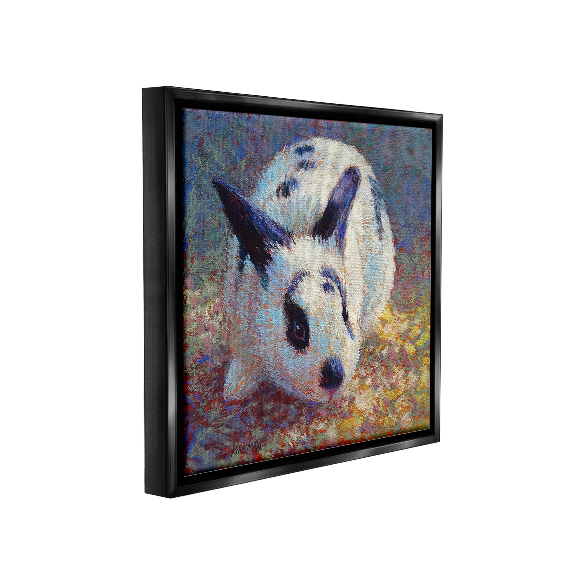 Stupell Industries Abstract Spotted Rabbit Animals & Insects Painting Black Floater Framed Canvas Art Print Wall Art, 18 x 18