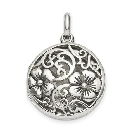 20.8mm Sterling Silver Antiqued Filigree Locket Pendant - 5.1 Grams