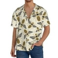 thumbnail image 3 of Naloa Flying Bees1 Men's Loose Fit Cuban Collar Short-Sleeve Shirt with Button-down and Chest Pocket for Everyday Wear Outings - X-Large, 3 of 7