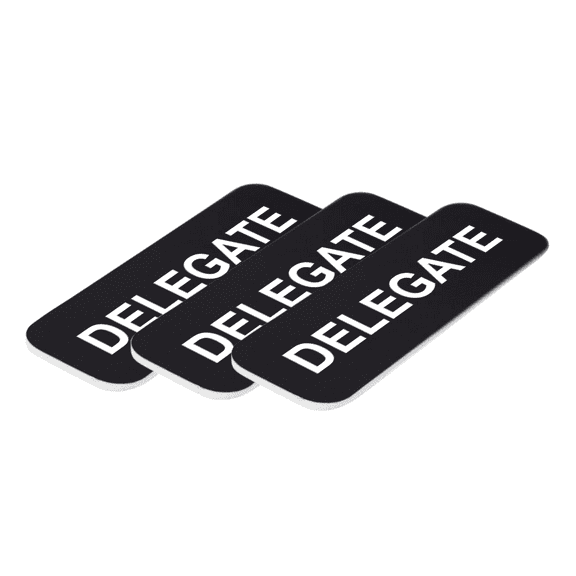 Delegate 1 x 3" Name Tag/Badge, Black, (3 Pack)