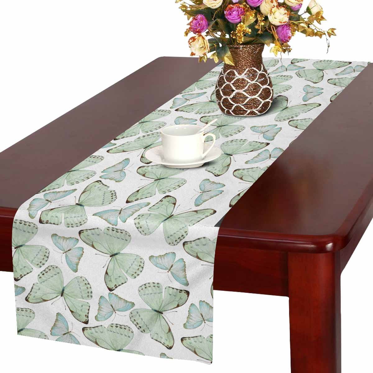 MKHERT Watercolor Butterfly Table Runner, Mint Green Table Cloth Runner