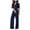 Dark Blue, variant on Odeerbi Women Jumpsuit Rompers Overalls Trendy Summer Solid 2025 Casual Long Sleeve Zipper Suspender Jumpsuit Blue