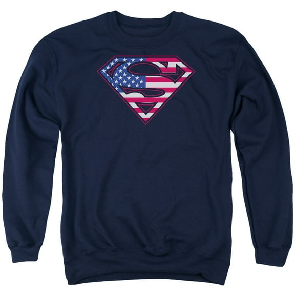 Superman U S Shield Adult Crewneck Sweatshirt Navy