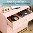 thumbnail image 5 of 3 Drawer Dresser for Bedroom, Modern Wood Dressers Chest of Drawers with Storage, Wide Drawers Tall Nightstand Metal Handles, Wood Dressers, Pink, 5 of 8