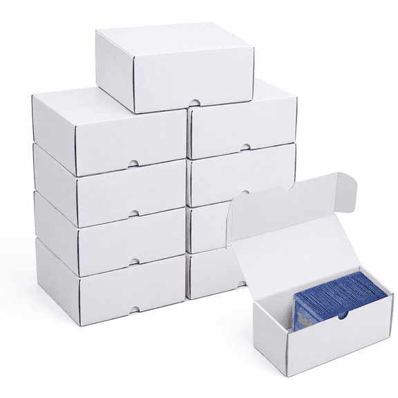 XRACV Trading Card Storage Box Toploader 100 Count White Corrugated Cardboard 10-Pack