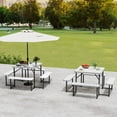thumbnail image 4 of Costway Picnic Table Bench Set for 4-8 People with Umbrella Hole All-Weather HDPE Tabletop White, 4 of 10
