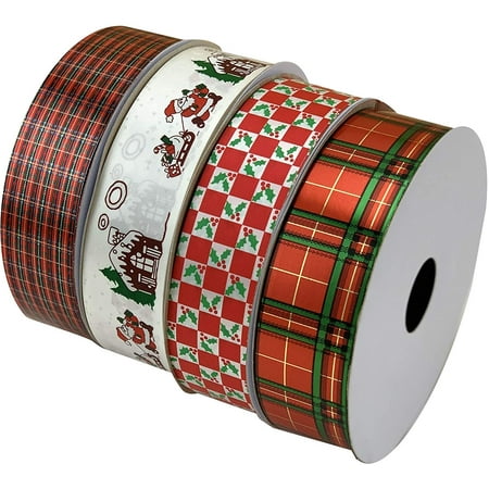 Christmas Ribbons For Crafts 1 1 4 X 50 Yards Pack Of 4 Rolls