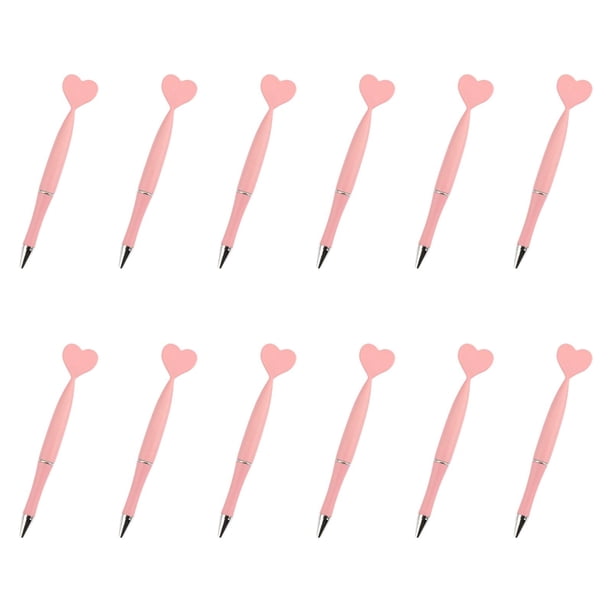 12 bolígrafos con forma de corazón para Valentín, bolígrafos con forma de corazón, creativa para fiestas, suministros de Valentín Rosa