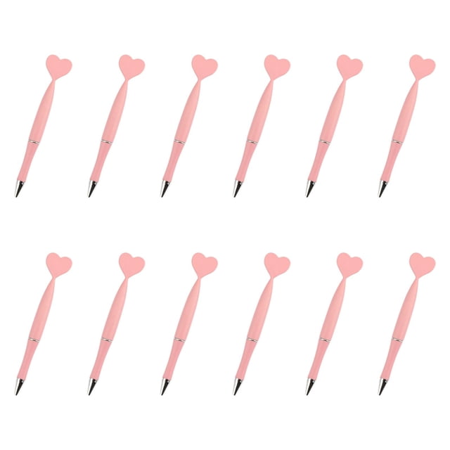 12 bolígrafos con forma de corazón para Valentín, bolígrafos con forma de corazón, creativa para fiestas, suministros de Valentín Rosa