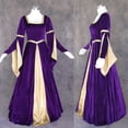thumbnail image 4 of Womens Halloween Costumes 2024 Cosplay Gothic Dresses Women's Halloween Fashion Gold Velvet Vintage Leaf Sleeves Long Swing Dress, 4 of 4