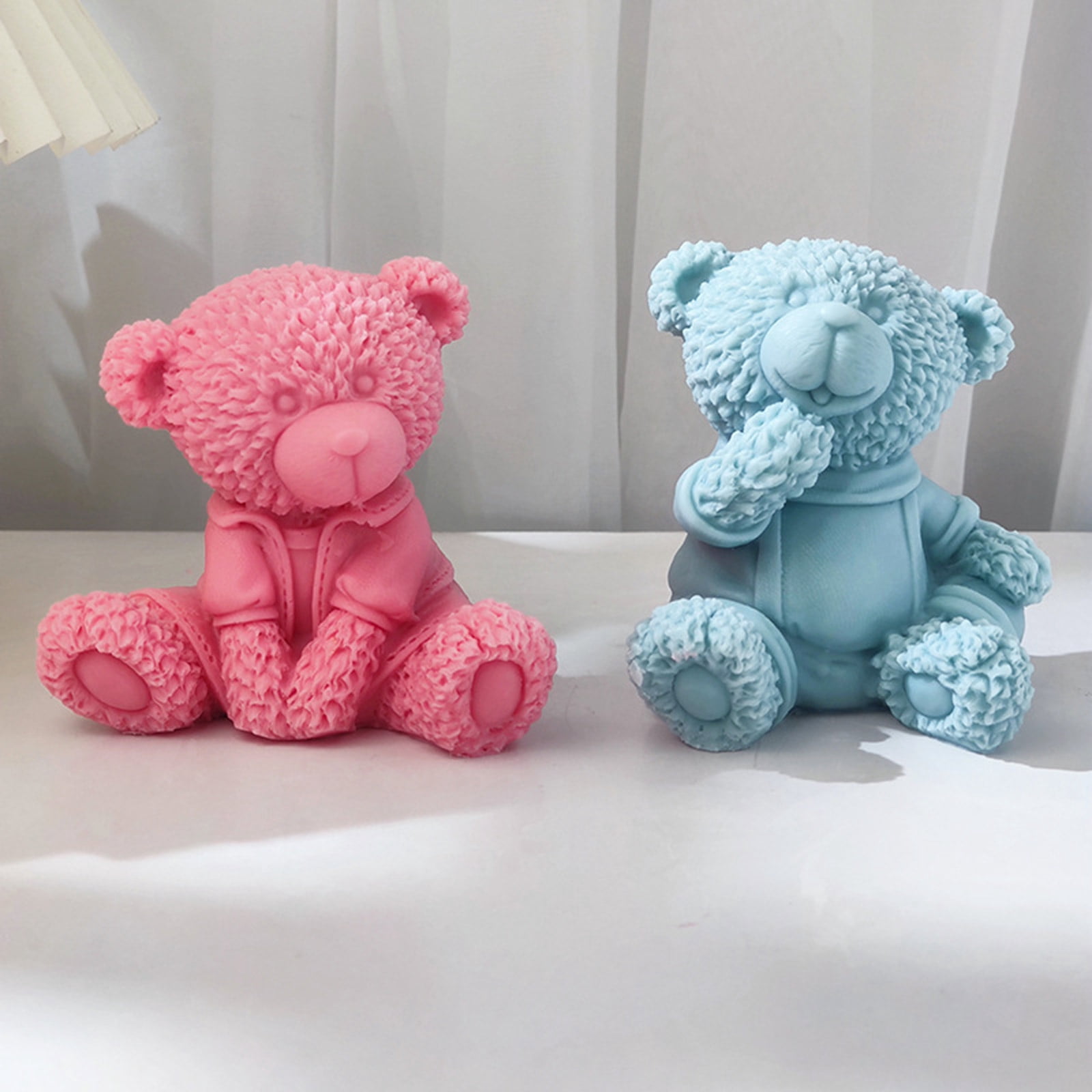 3D Silicone Mold Sitting Bear Candle Mold Reusable Aromatherapy Bear Resin Mold DIY Plaster Colored Gypsum Decoration