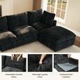 thumbnail image 6 of bokifol 67" Loveseat Sofa with Ottoman for Living Room,Modern Chenille Comfy L Shaped Couch,Black, 6 of 16