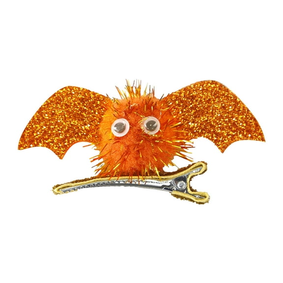 Luckky 1Pcs Halloween Hair Accessories Headdress Halloween Glitter Bows Spider Hair Clip Barrette Glitter Hair Clip Girls Party Dance Hair Barrettes (Orange)