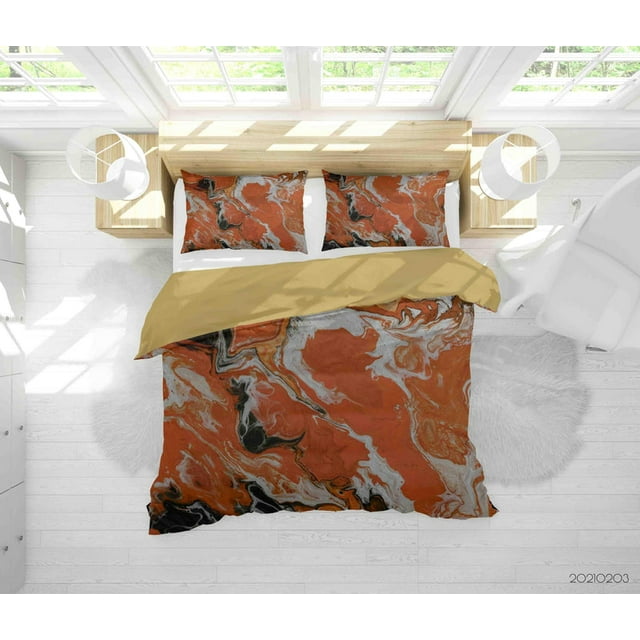 3D Abstract Orange Marble Texture Quilt Cover Set Bedding Set Duvet Cover