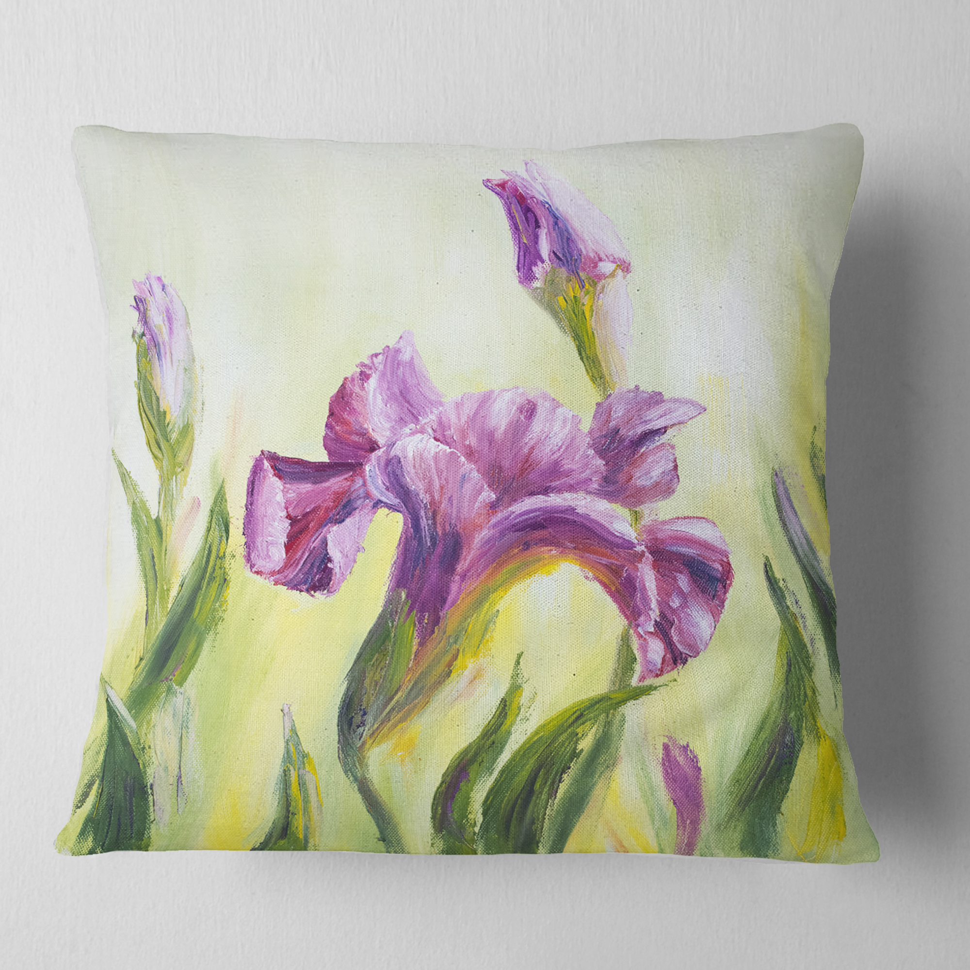 Designart Dancing Irises - Floral Throw Pillow - 18x18