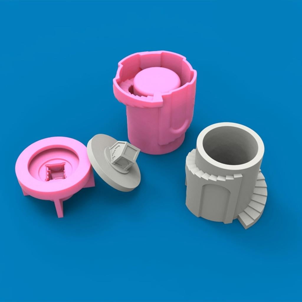Osdhezcn DIY Castle Storage Box Silicone Mold with Lid 3D Concrete Casting Mold DIY Candle Holder Mold Flower Pot Making Supplies
