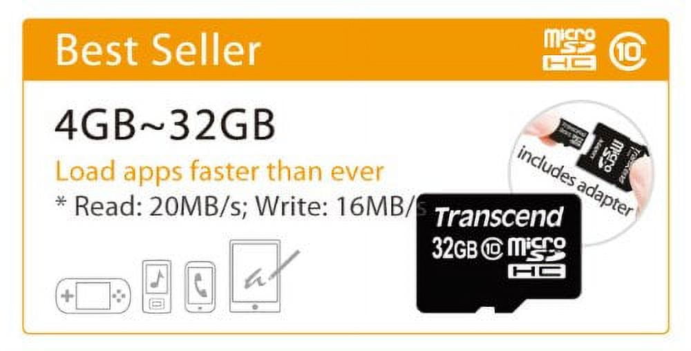 Transcend 4GB Micro SDHC Flash Memory Card with Adapter