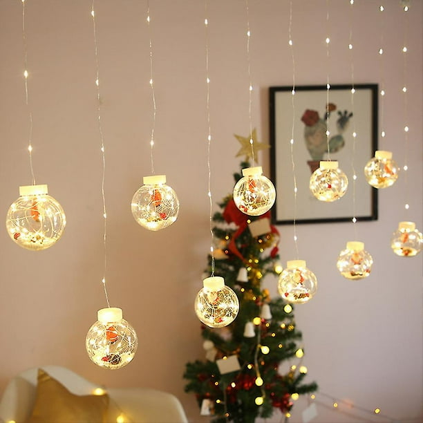Cortina de árbol de Navidad con luz LED de bola de deseos navideña (muñeco de nieve de Navidad)