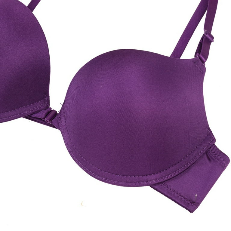 Fsqjgq Seamless Bras for Women Wireless Underwear Push up Brasiere Deep V  Bralette Comfort Female Thin Bra Lingerie Tops Purple L