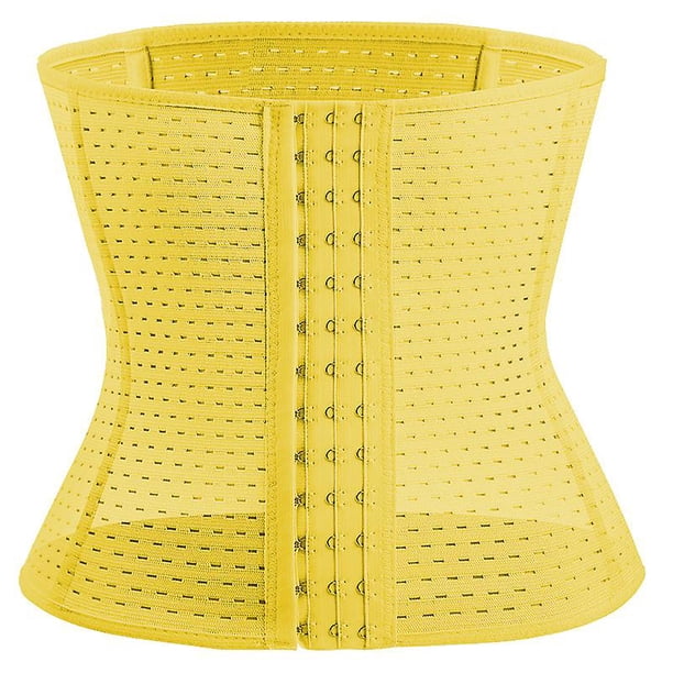 Cinturón moldeador de abdomen, hueco, transpirable, ajustado, cinturón deportivo abdominal, reducción de abdomen posparto femenino, moldeador de cintura, sello de cintura, amarillo huevo S,