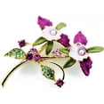 thumbnail image 1 of Plum Pink Orchid Swarovski Crystal Flower Pin Brooch, 1 of 3