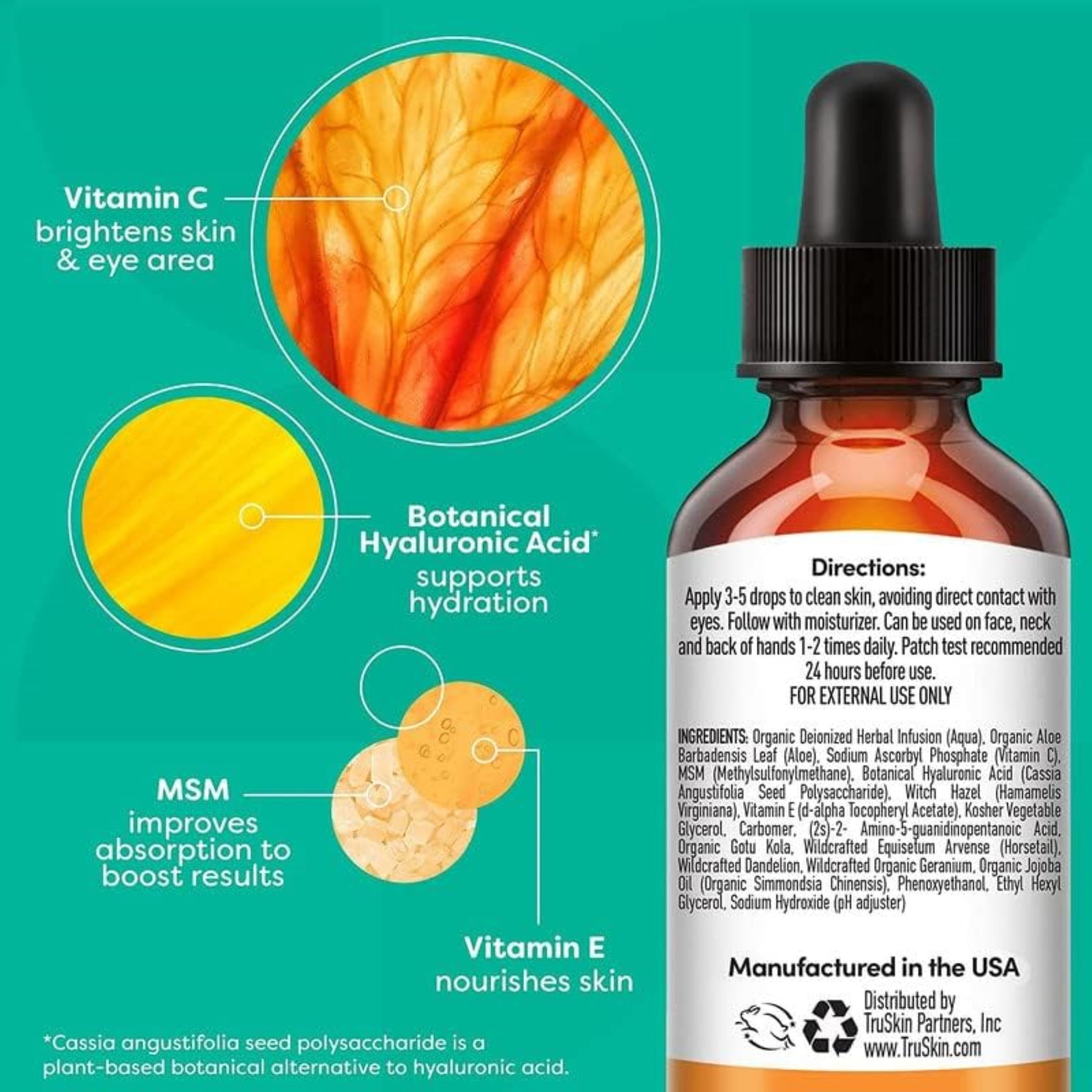 TruSkin Vitamin C Serum for Face – Anti Aging Face Serum with Vitamin C, Hyaluronic Acid, All Skin Types, 1 fl oz - image 4 of 12