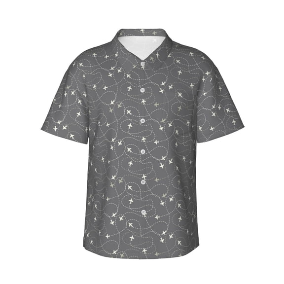 Xecao Airplane Routes Around The World print Hawaiian shirt - a stylish short-sleeve button-down for men, perfect for casual beach and tropical outings.