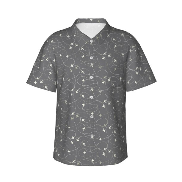 Balery Airplane Routes Around The World Camisas hawaianas de manga corta para hombre, camisas playeras de corte holgado, camisas de vacaciones con botones,3X-Large