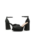 thumbnail image 4 of Zapatos DREAM PAIRS Tacones Plataforma Gruesa de Satén Negro, 4 of 7