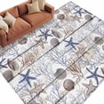 thumbnail image 2 of 6'x9' Area Rugs, Blue Coastal Indoor Outdoor Area Rug for Living Room Bedroom, Starfish Shell Coral Ocean Wooden Washable Bathroom Rugs Kitchen Floor Carpet Mats Home Decor Aesthetic, 2 of 8