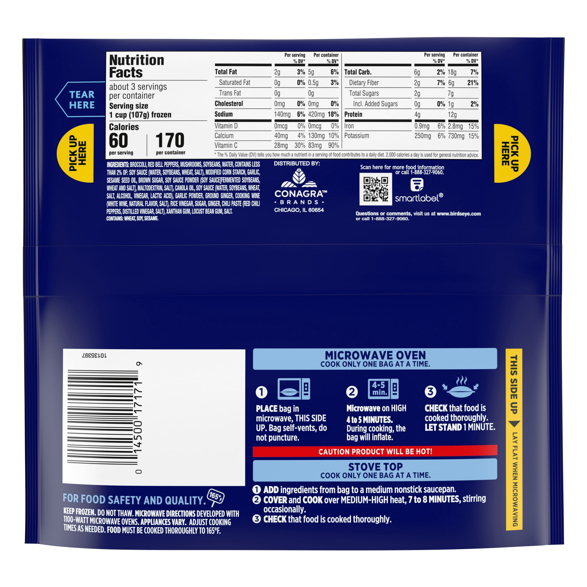 Birds Eye Fusions Asian Mix Sesame Soy Sauce, Frozen Side, 11 oz. Bag