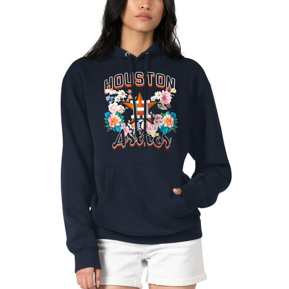 Women's G-III 4Her by Carl Banks Navy Houston Astros Flowers Graphic Pullover Hoodie