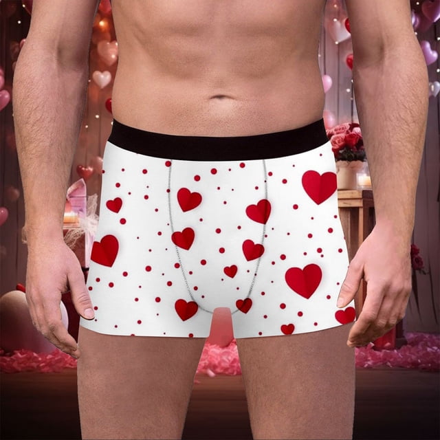 WILLBEST Shorts Deportivos para Hombre con Estampado de Corazón para San Valentín, de Alta Elasticidad, Cómodos y Elegantes, para Uso Diario.