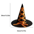 thumbnail image 3 of Halloween Witch Hat with Decorative Ribbon,Black Velvet,Wizard Hat,Cosplay Accessories,Dress Up Prop Green, 3 of 3