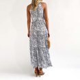thumbnail image 5 of Gibobby Vestidos para Mujer Casuales Las mujeres imprimen sin mangas, casual, cuello colgante, una línea, vestido largo de playa(Blanco,M), 5 of 5